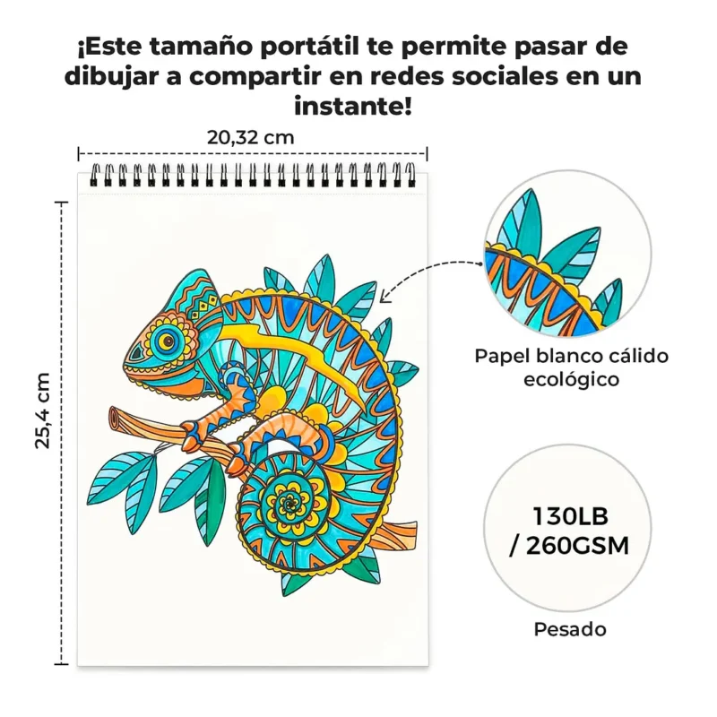 Libro para Colorear doble cara Animals & Mandala Ohuhu - Imagen 3