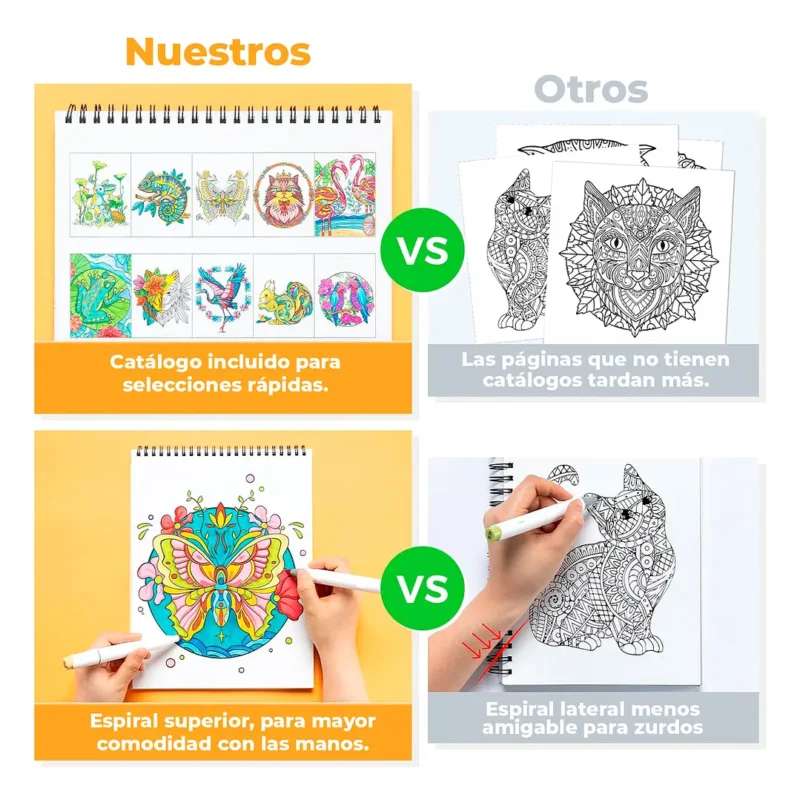 Libro para Colorear doble cara Animals & Mandala Ohuhu - Imagen 5
