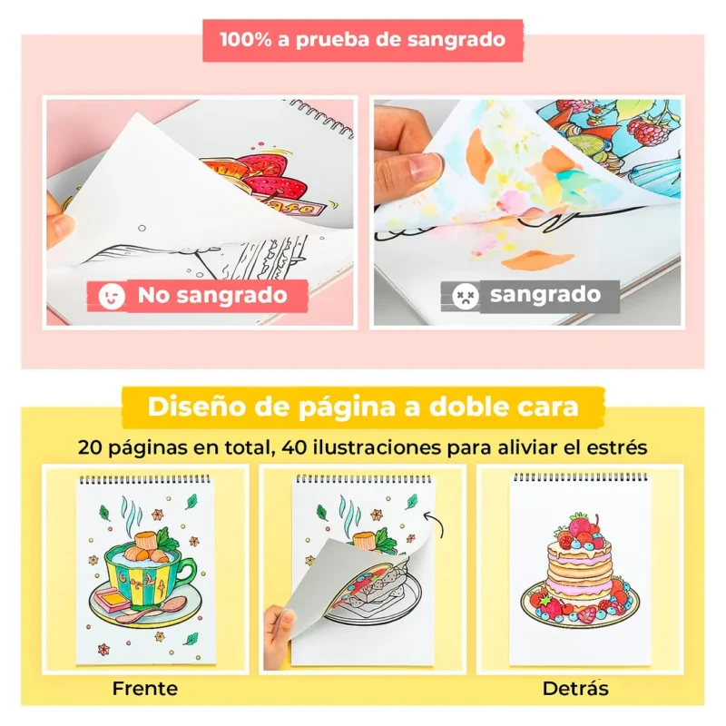 Libro para Colorear doble cara Enjoy The Sweet Moment Ohuhu - Imagen 3