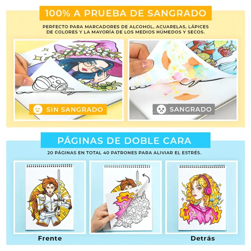 Libro para Colorear doble cara Cara Portraits of Joy Ohuhu - Imagen 4