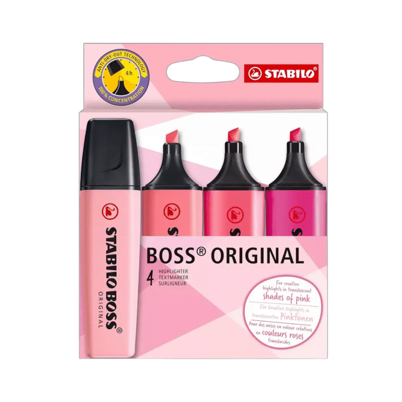 Set de 4 Destacadores Shades of Pink Stabilo