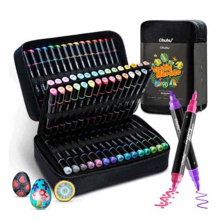 90 Marcadores Acrílicos OHUHU Doble Punta F&R